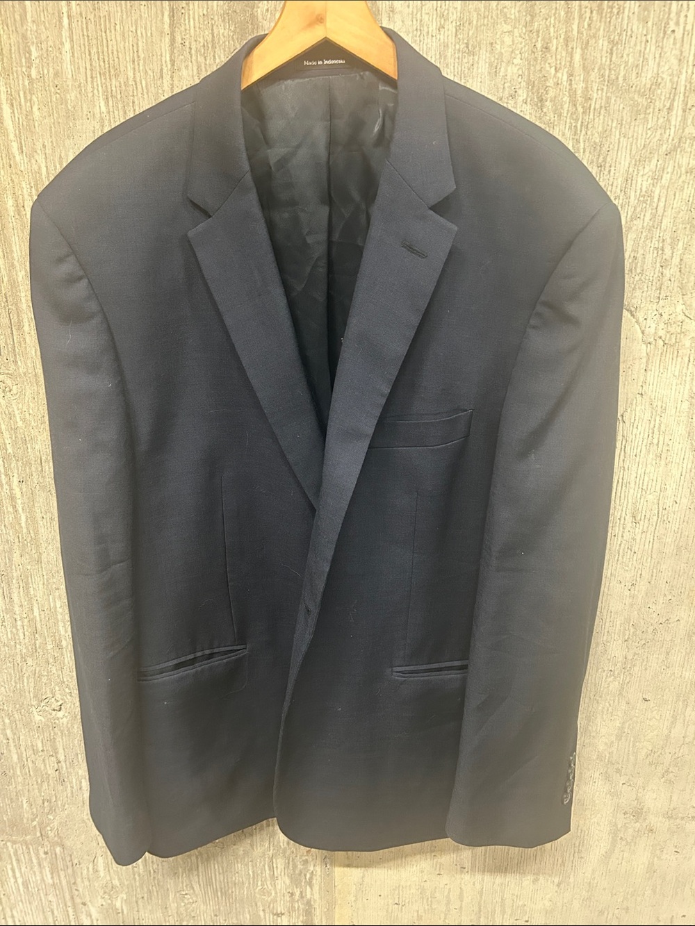 Pronto Uomo Navy Blue Single-Breasted Sport Coat 100% Wool 46R
